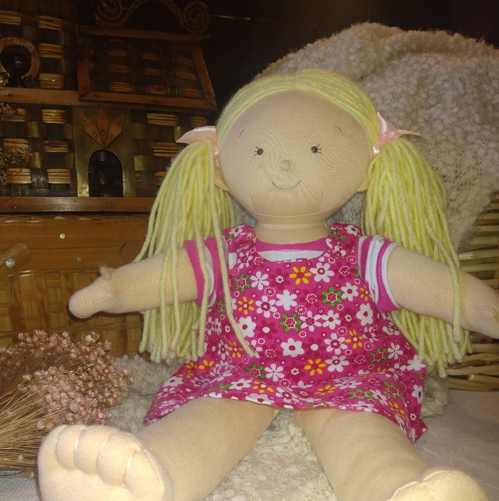 Floral Pink Dress Plush Doll